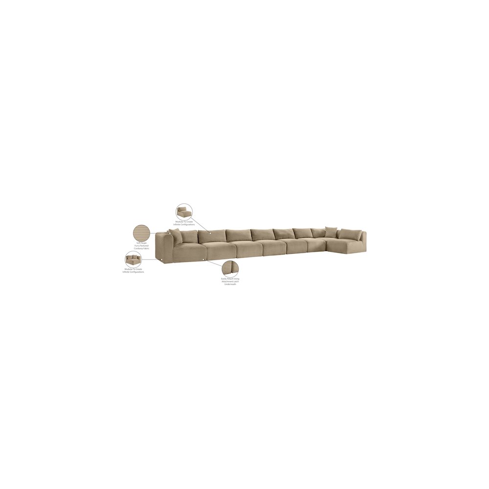 Shaggy Taupe Corduroy Performance Fabric Modular Sectional