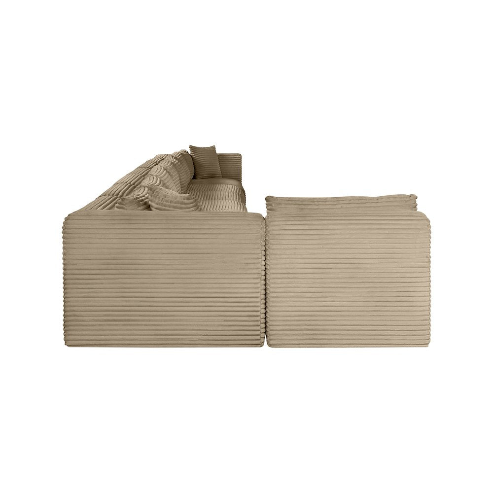 Shaggy Taupe Corduroy Performance Fabric Modular Sectional
