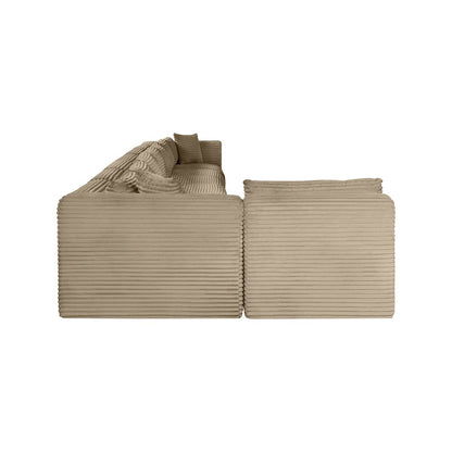 Shaggy Taupe Corduroy Performance Fabric Modular Sectional