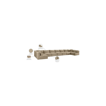 Shaggy Taupe Corduroy Performance Fabric Modular Sectional