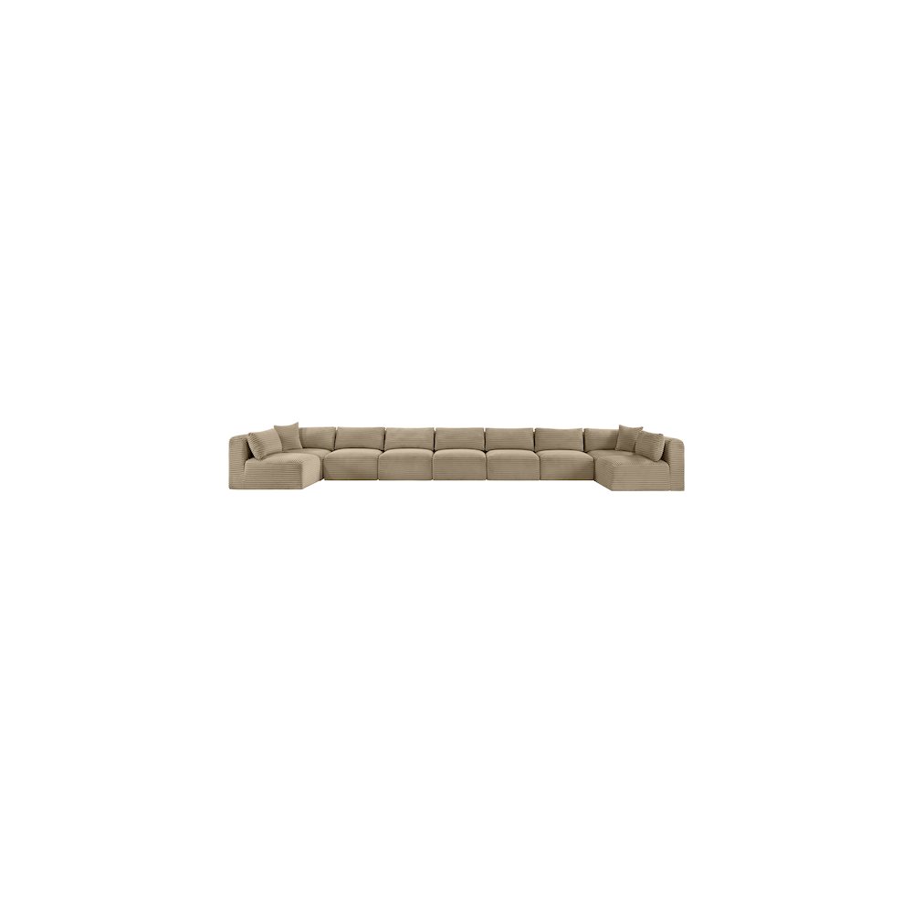 Shaggy Taupe Corduroy Performance Fabric Modular Sectional