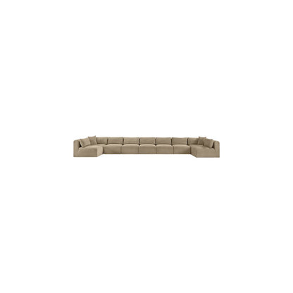 Shaggy Taupe Corduroy Performance Fabric Modular Sectional