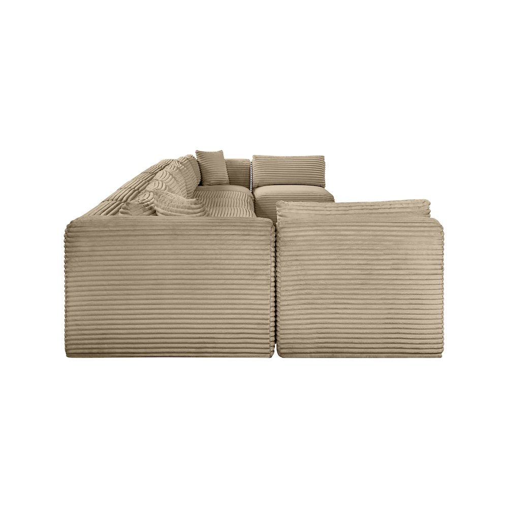 Shaggy Taupe Corduroy Performance Fabric Modular Sectional