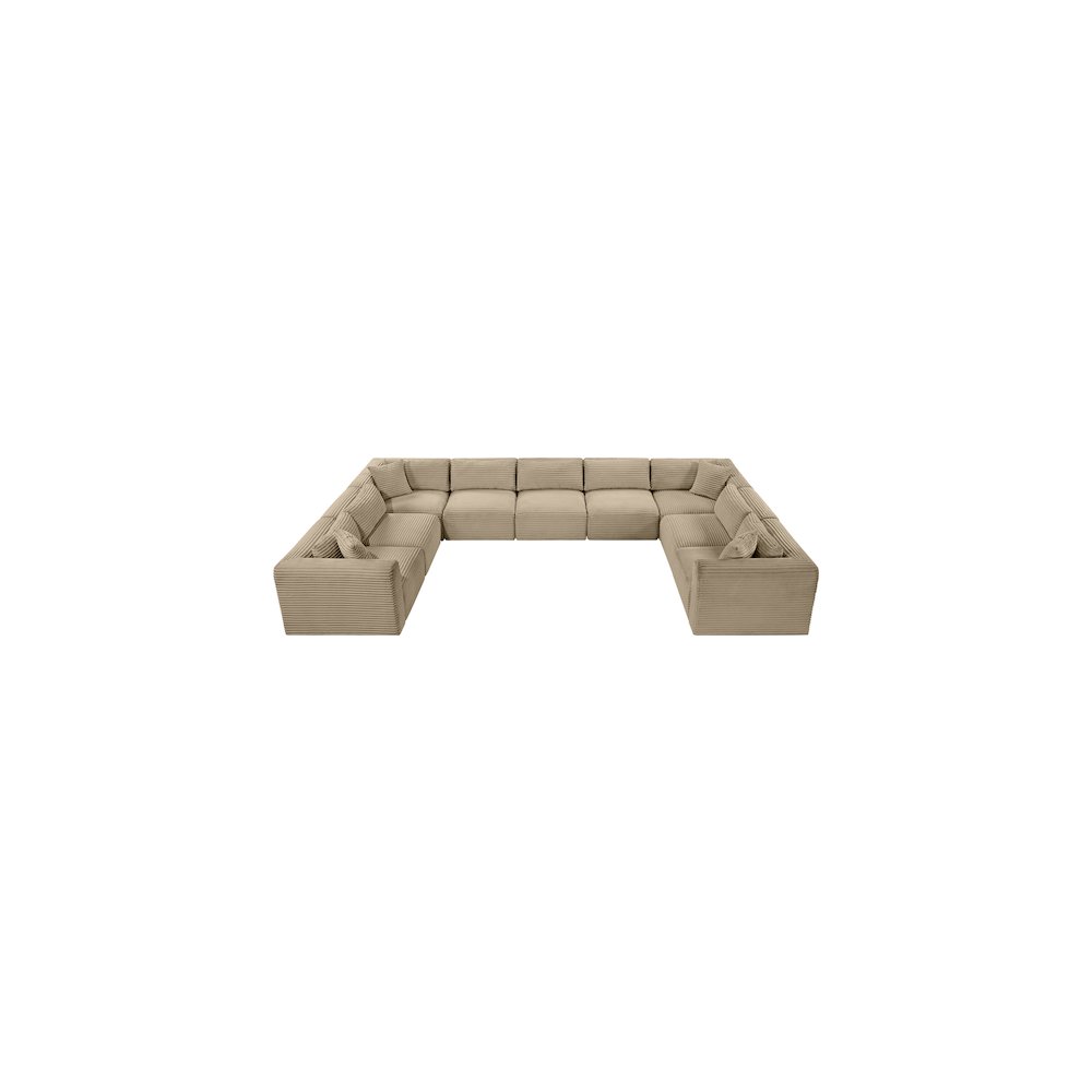 Shaggy Taupe Corduroy Performance Fabric Modular Sectional
