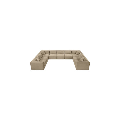 Shaggy Taupe Corduroy Performance Fabric Modular Sectional