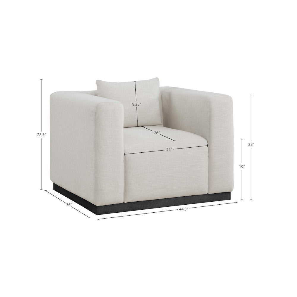 Alfie Beige Linen Textured Fabic Chair
