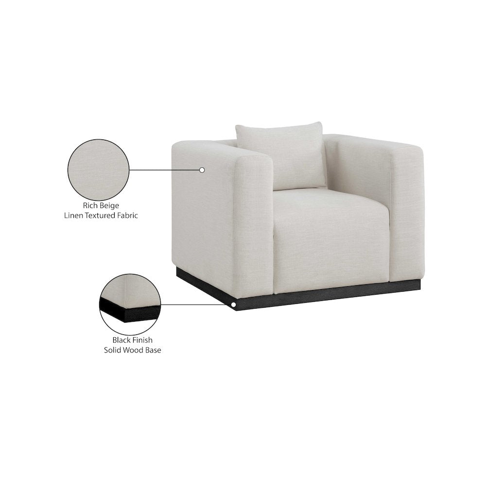 Alfie Beige Linen Textured Fabic Chair