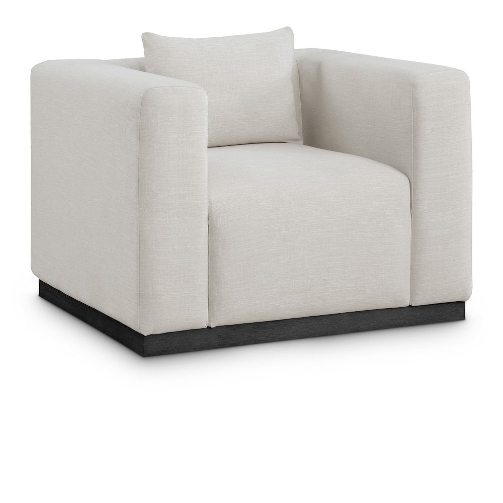 Alfie Beige Linen Textured Fabic Chair