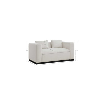Alfie Beige Linen Textured Fabic Loveseat