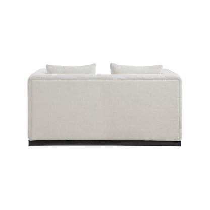 Alfie Beige Linen Textured Fabic Loveseat