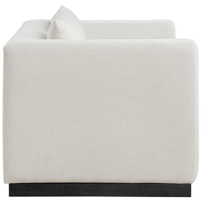 Alfie Beige Linen Textured Fabic Loveseat