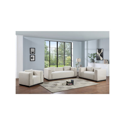 Alfie Beige Linen Textured Fabic Loveseat