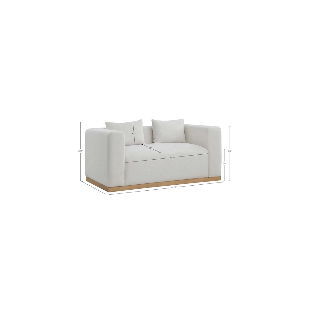 Alfie Cream Linen Textured Fabic Loveseat