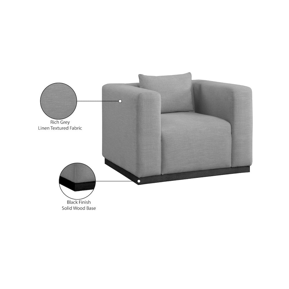 Alfie Grey Linen Textured Fabic Chair