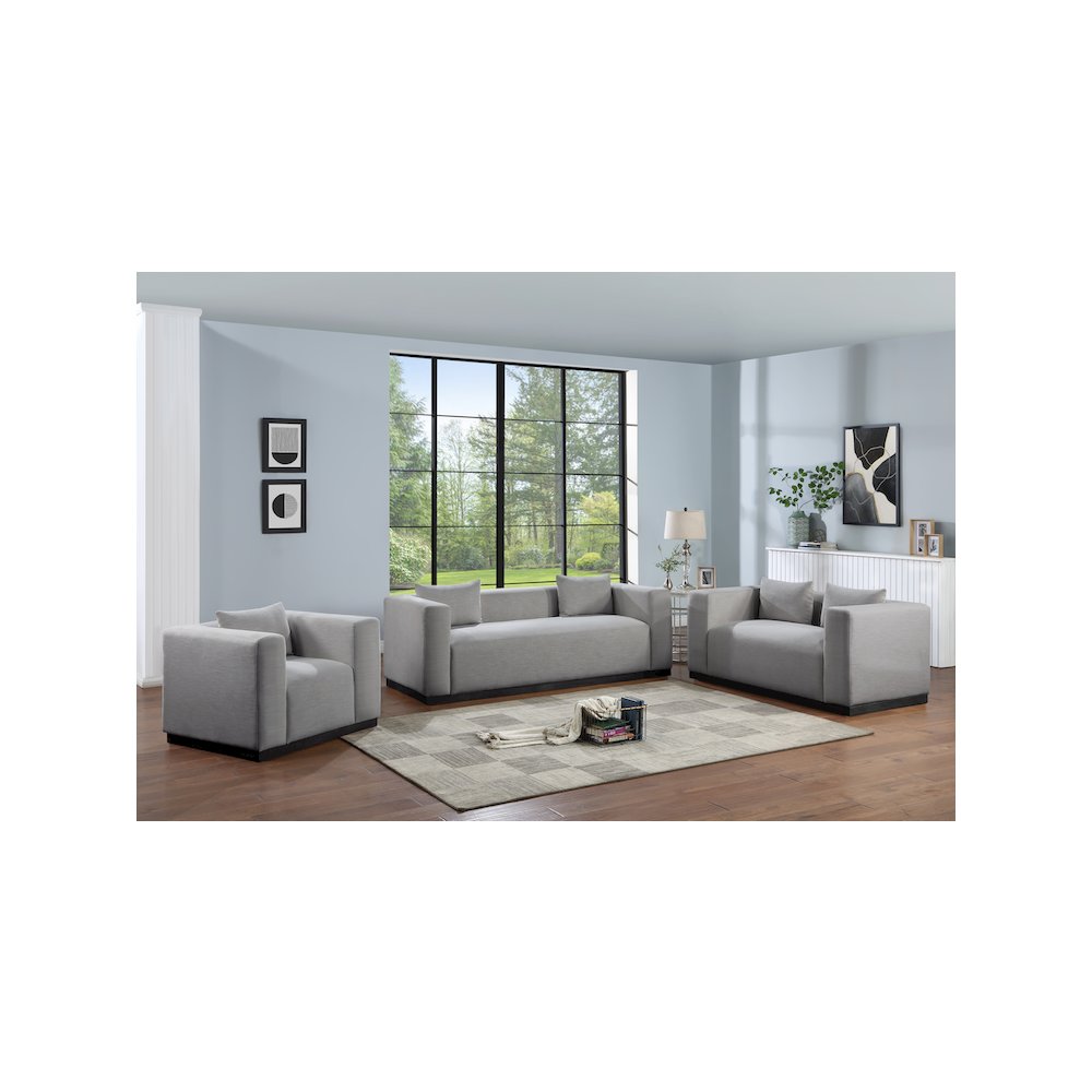 Alfie Grey Linen Textured Fabic Loveseat
