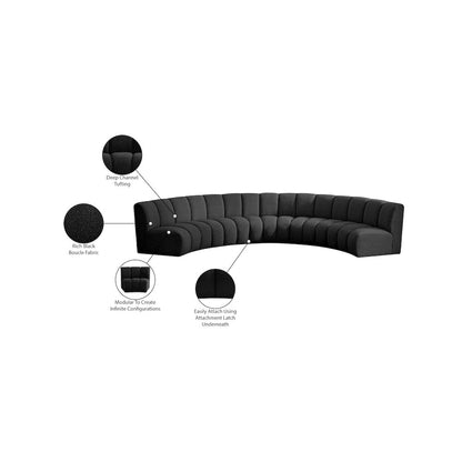 Infinity Black Boucle Fabric 5pc. Modular Sectional