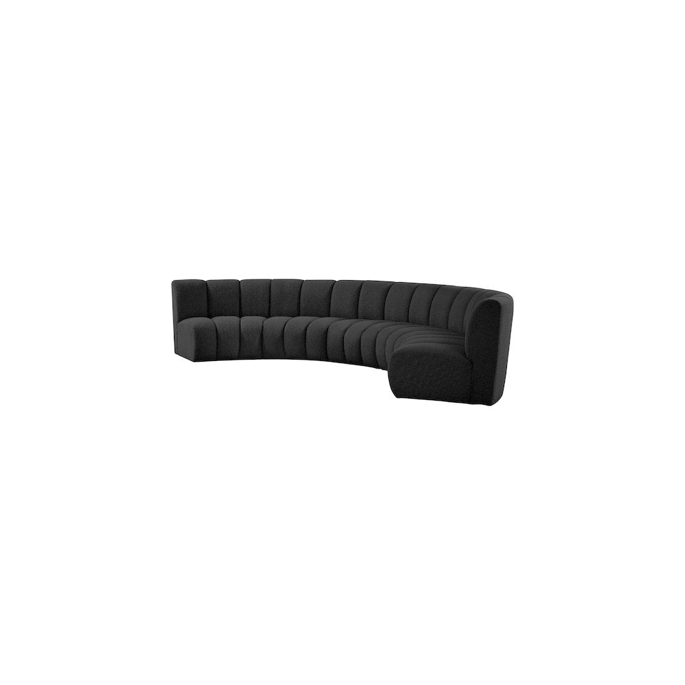 Infinity Black Boucle Fabric 5pc. Modular Sectional