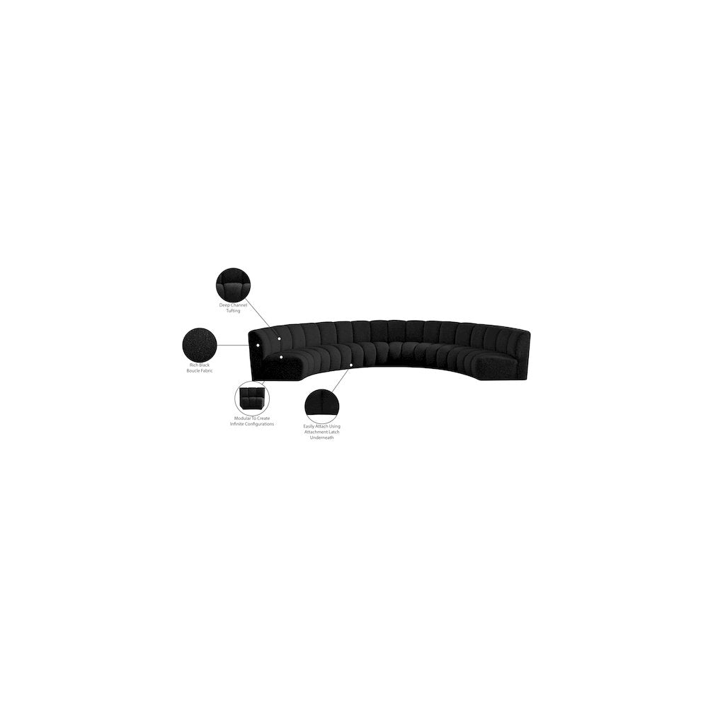 Infinity Black Boucle Fabric 6pc. Modular Sectional