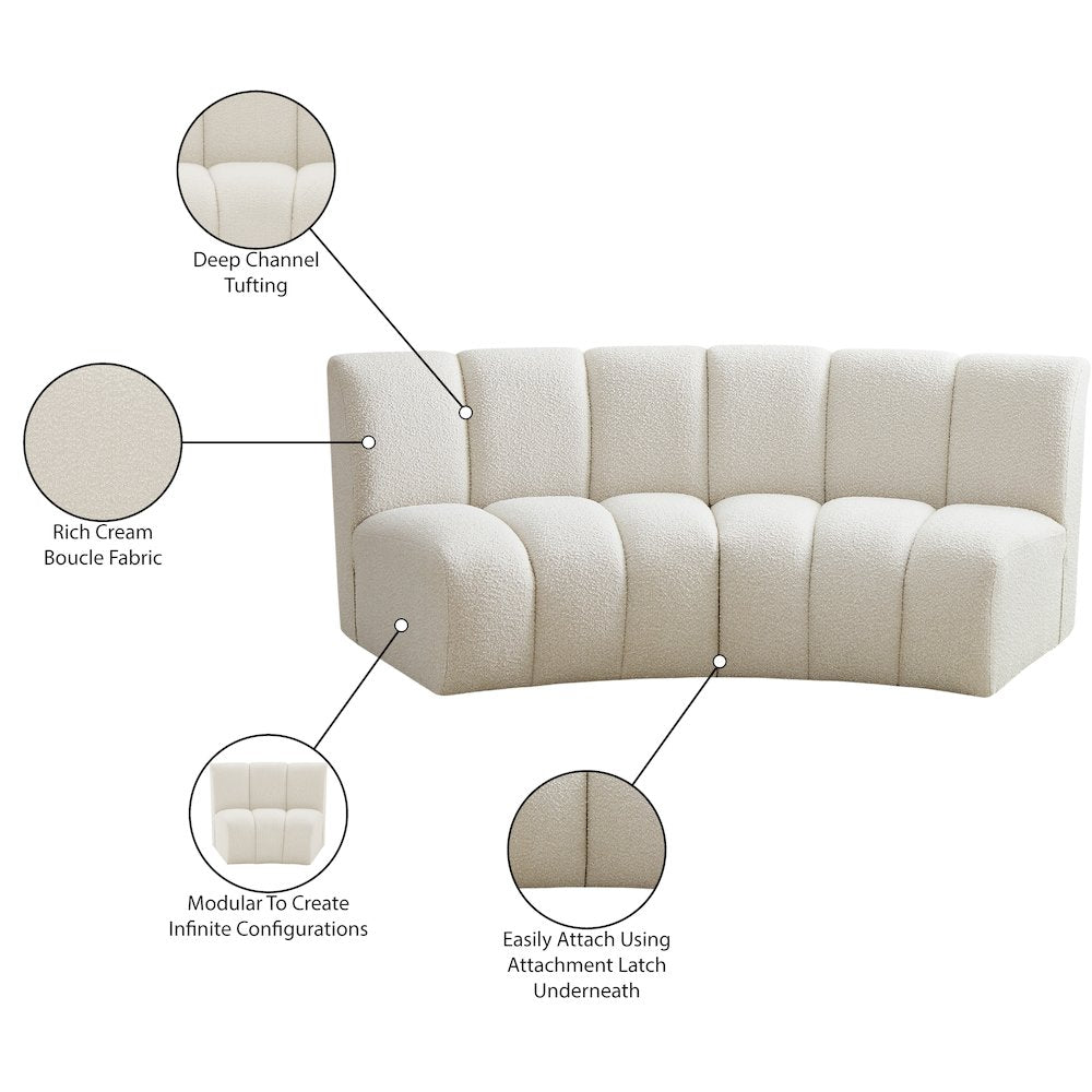 Infinity Cream Boucle Fabric 2pc. Modular Sectional