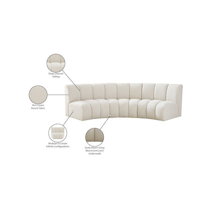Infinity Cream Boucle Fabric 3pc. Modular Sectional