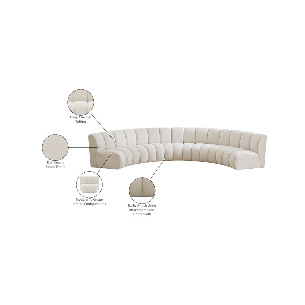 Infinity Cream Boucle Fabric 5pc. Modular Sectional