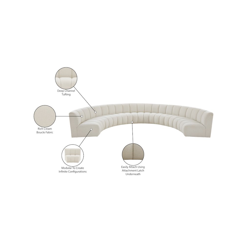 Infinity Cream Boucle Fabric 7pc. Modular Sectional