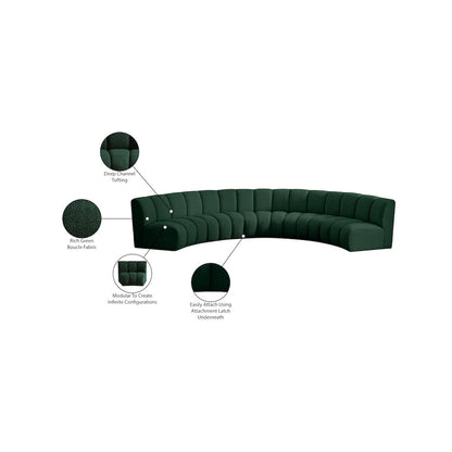 Infinity Green Boucle Fabric 5pc. Modular Sectional