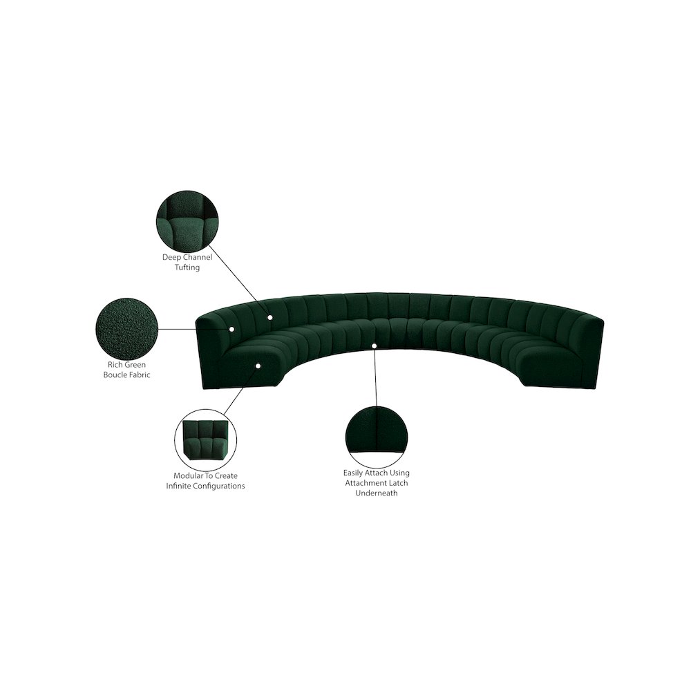 Infinity Green Boucle Fabric 7pc. Modular Sectional
