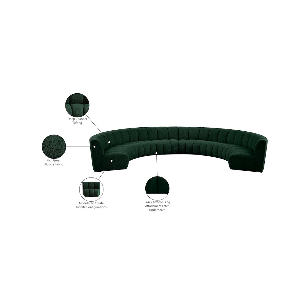 Infinity Green Boucle Fabric 8pc. Modular Sectional