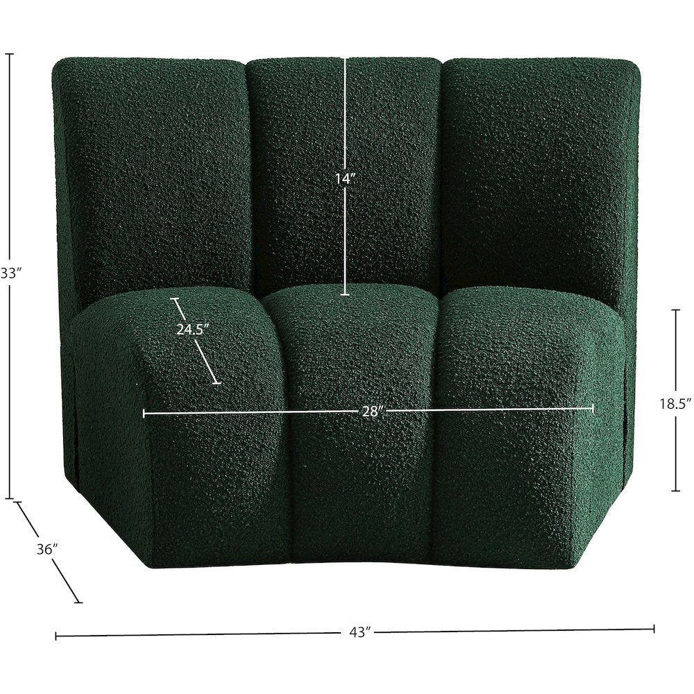 Infinity Green Boucle Fabric Modular Chair