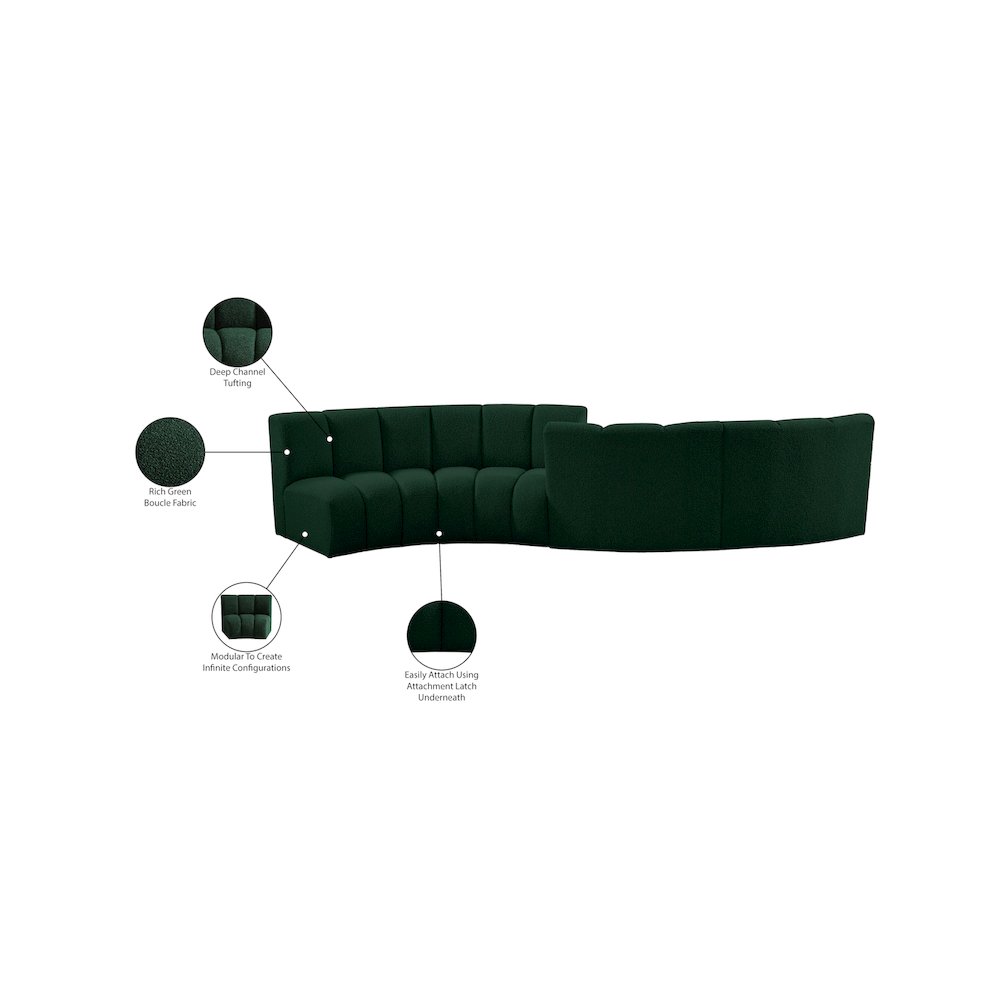 Infinity Green Boucle Fabric 4pc. Modular Sectional