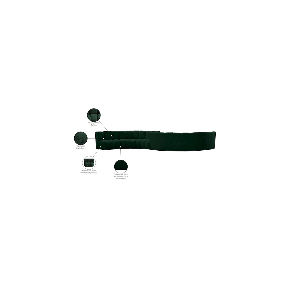 Infinity Green Boucle Fabric 6pc. Modular Sectional