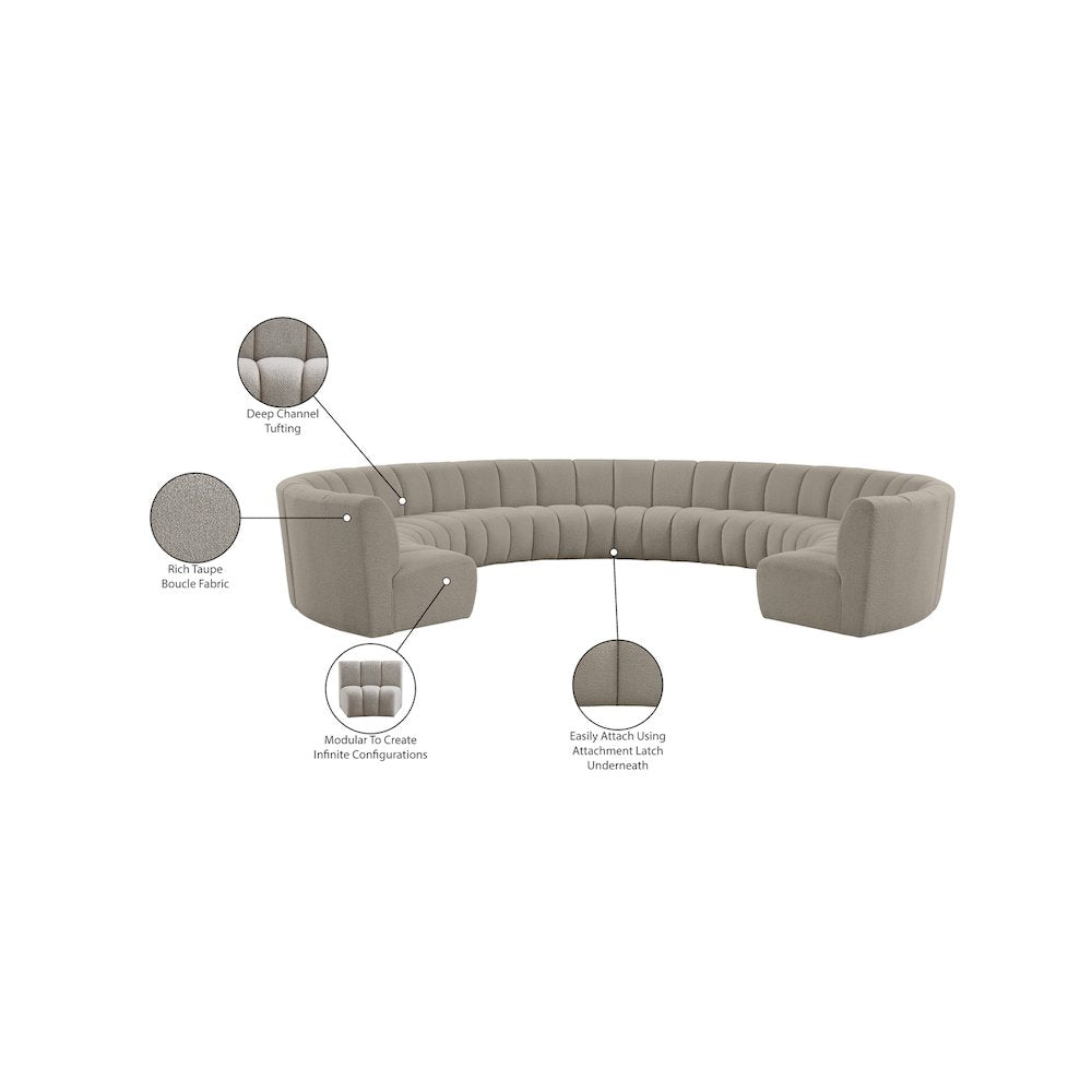 Infinity Brown Boucle Fabric 10pc. Modular Sectional