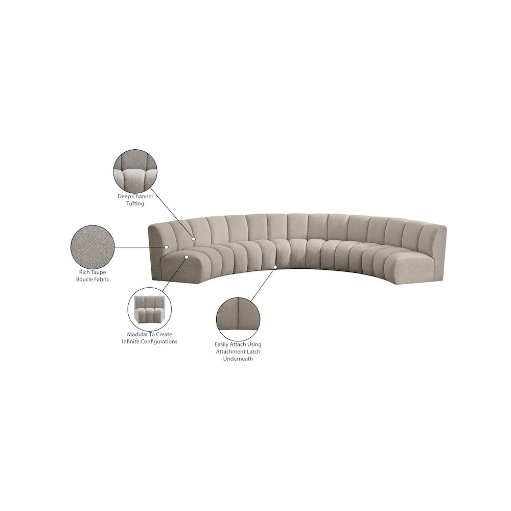 Infinity Brown Boucle Fabric 5pc. Modular Sectional