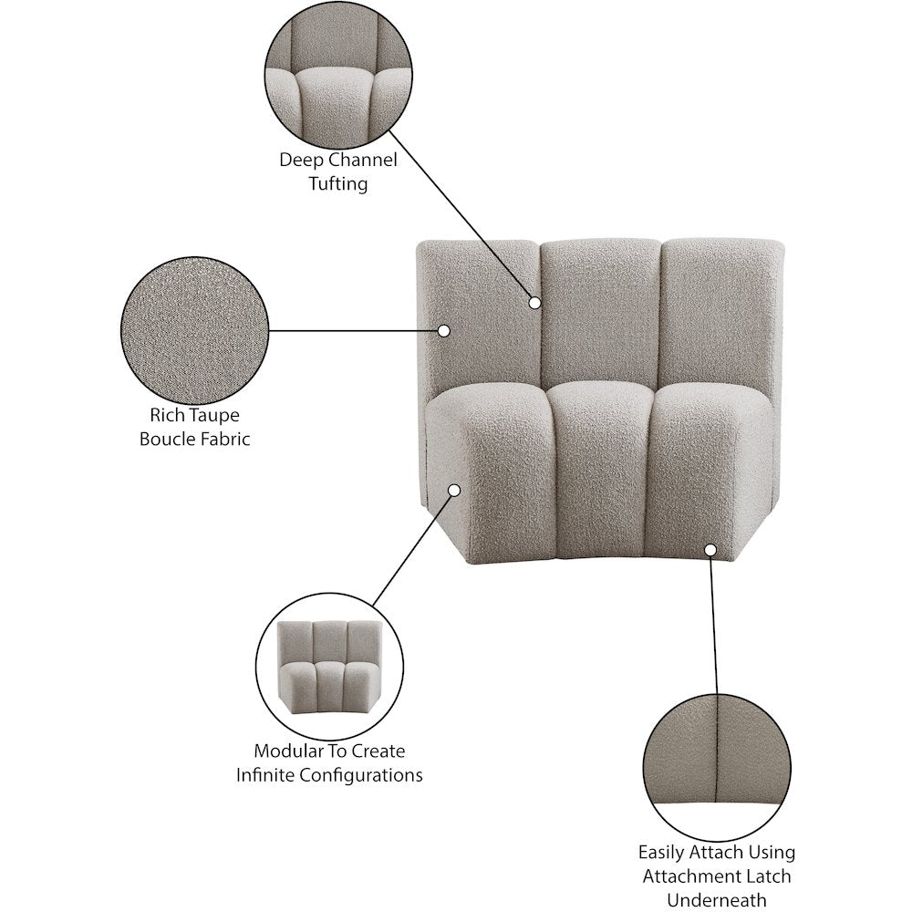 Infinity Brown Boucle Fabric Modular Chair