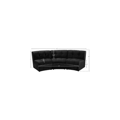 Limitless Black Velvet 3pc. Modular Sectional