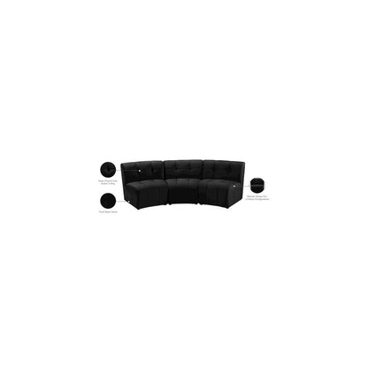 Limitless Black Velvet 3pc. Modular Sectional