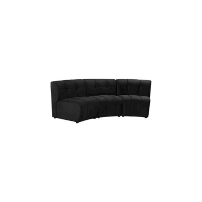 Limitless Black Velvet 3pc. Modular Sectional