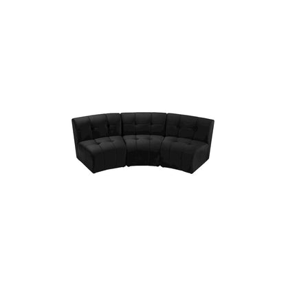 Limitless Black Velvet 3pc. Modular Sectional