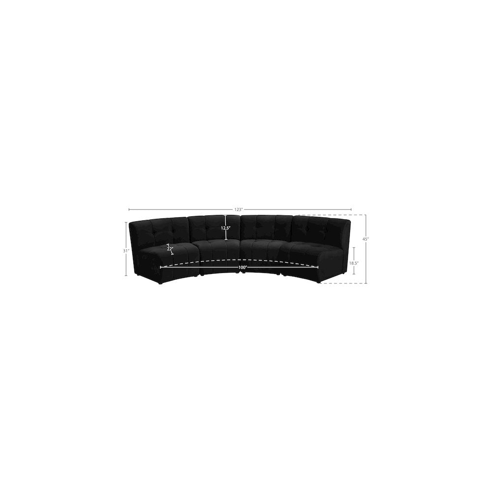 Limitless Black Velvet 4pc. Modular Sectional