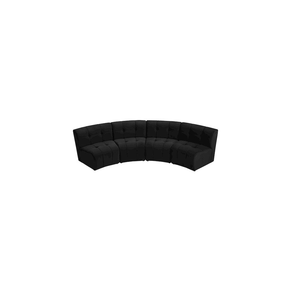Limitless Black Velvet 4pc. Modular Sectional