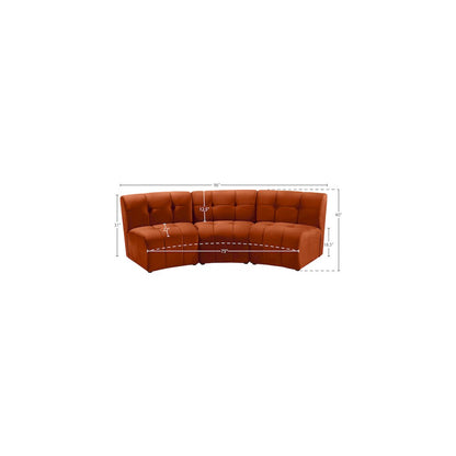 Limitless Cognac Velvet 3pc. Modular Sectional