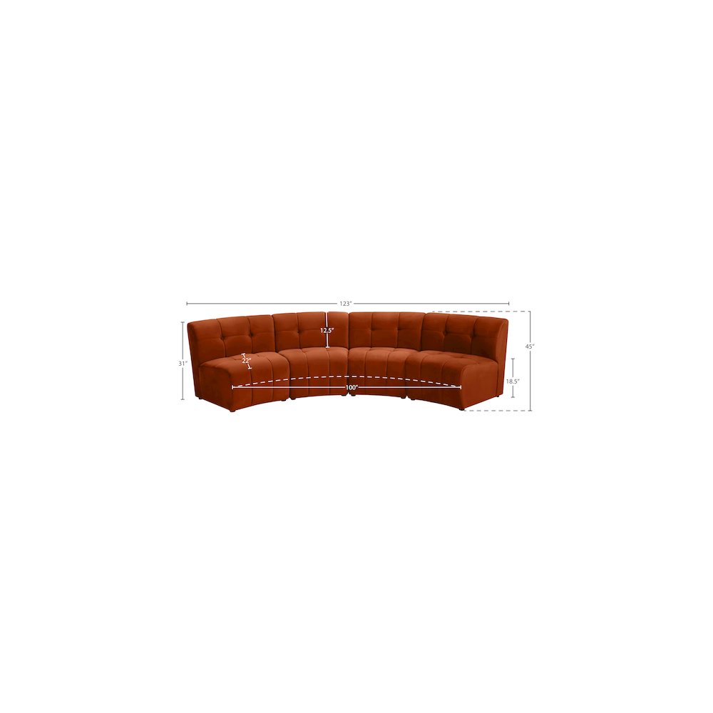 Limitless Cognac Velvet 4pc. Modular Sectional