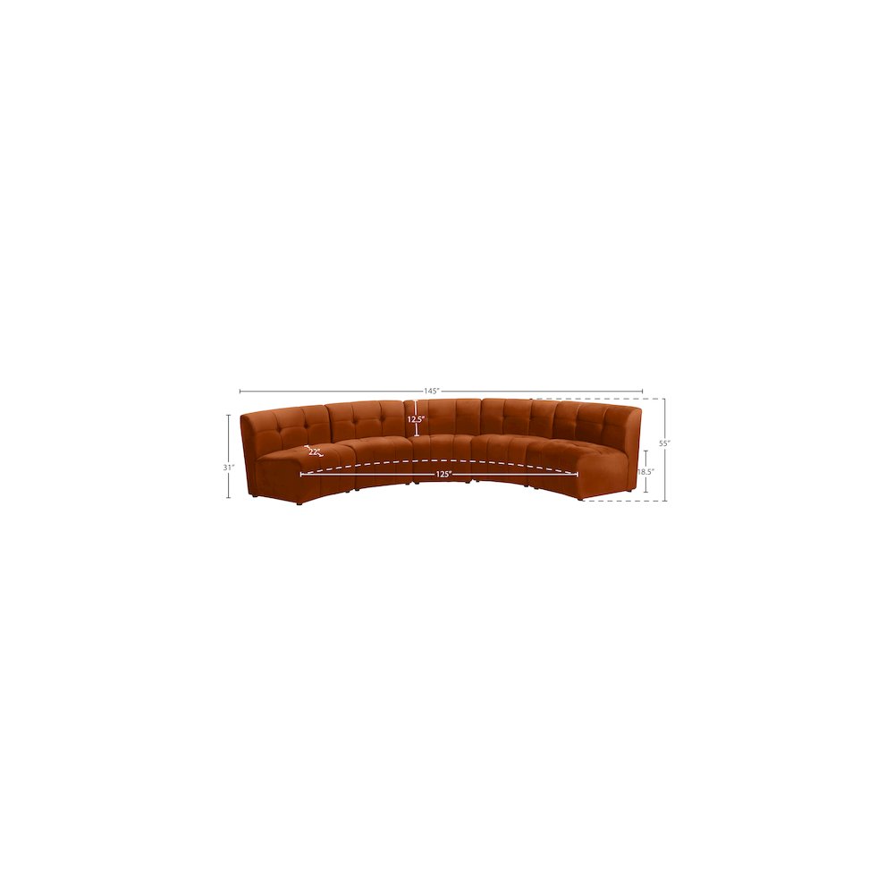 Limitless Cognac Velvet 5pc. Modular Sectional