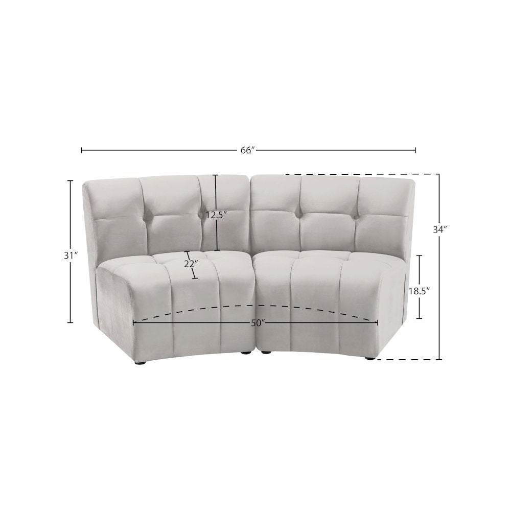 Limitless Cream Velvet 2pc. Modular Sectional