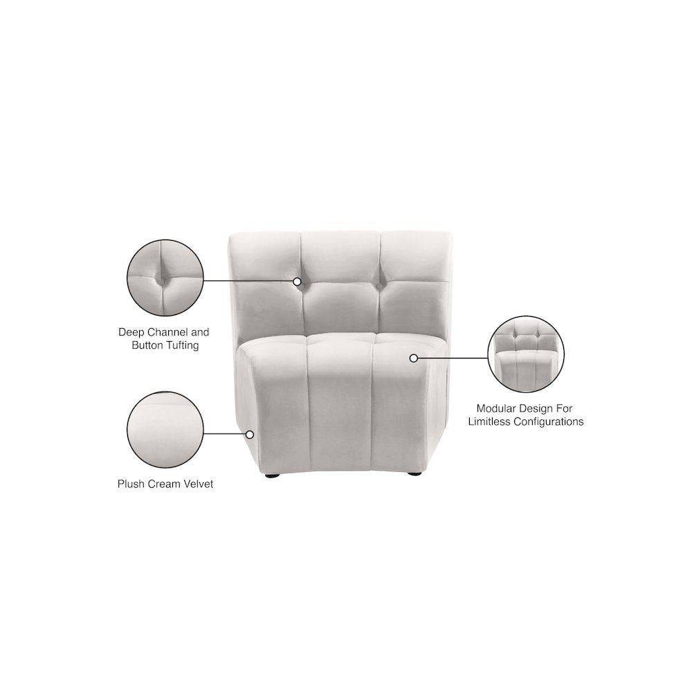 Limitless Cream Velvet Modular Chair