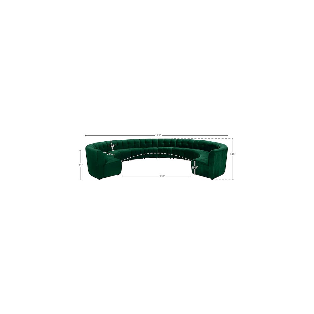 Limitless Green Velvet 12pc. Modular Sectional