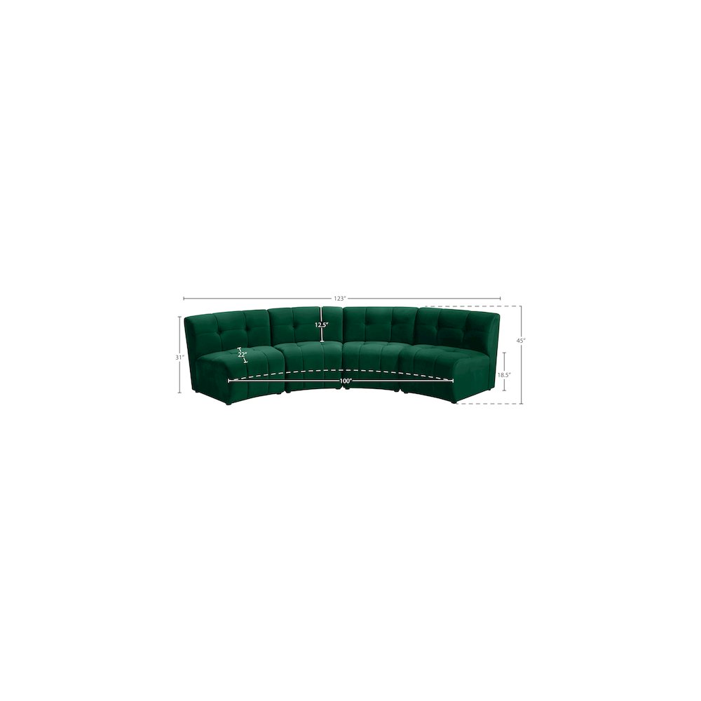 Limitless Green Velvet 4pc. Modular Sectional