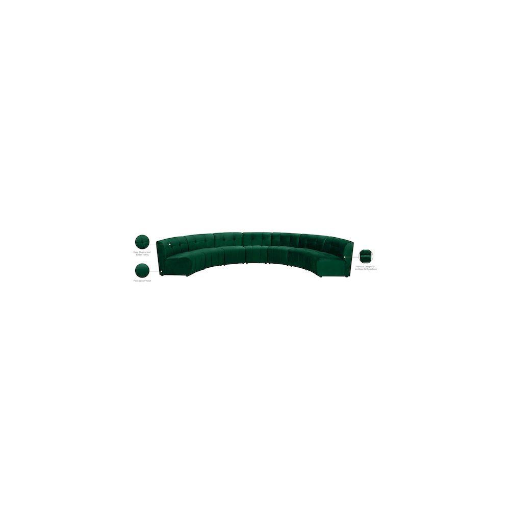 Limitless Green Velvet 7pc. Modular Sectional