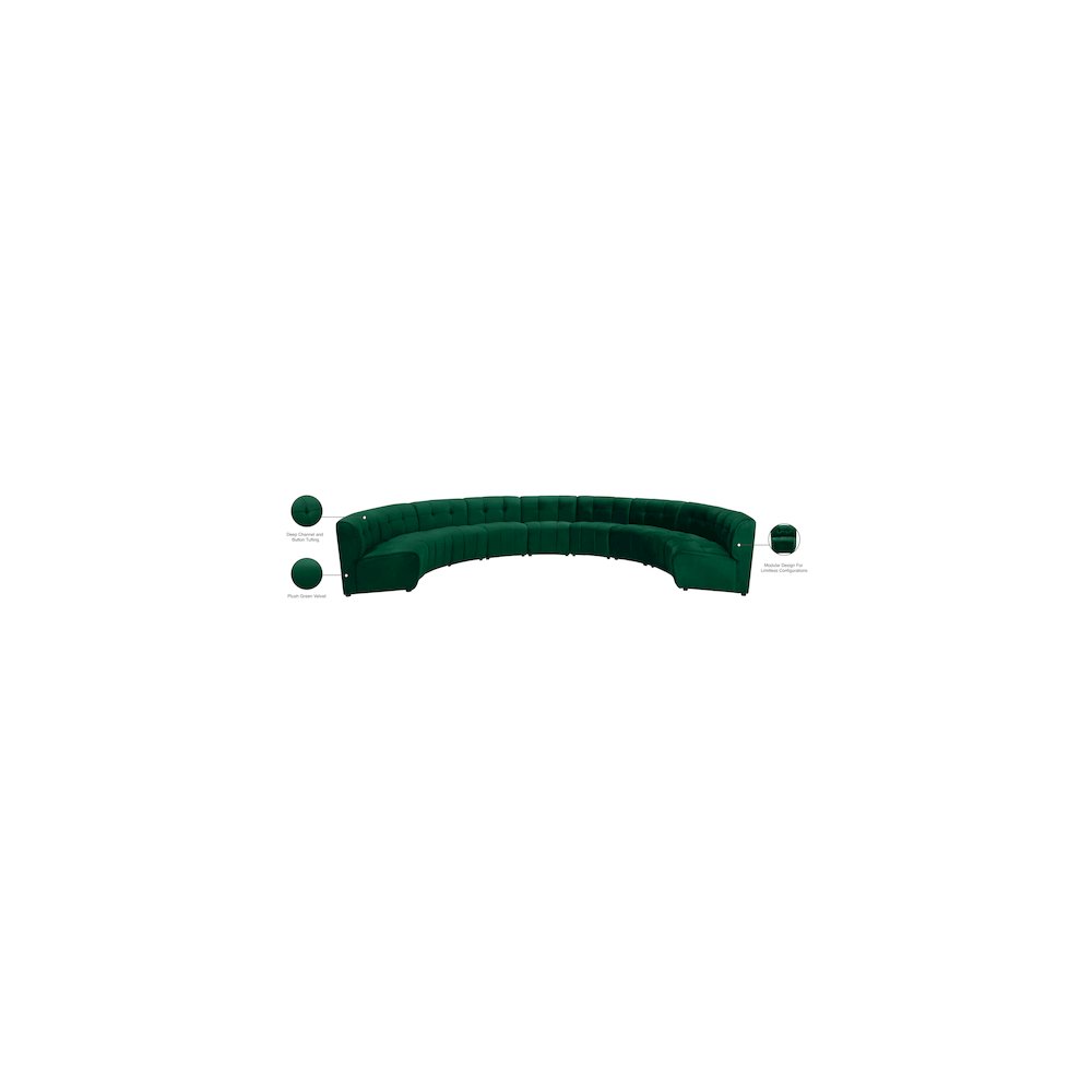 Limitless Green Velvet 9pc. Modular Sectional